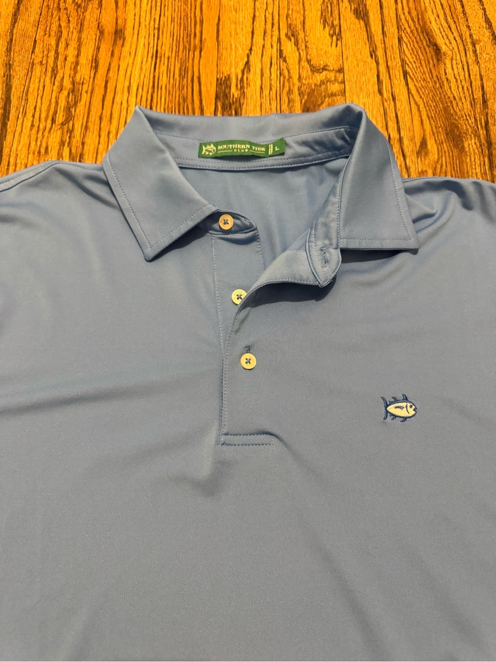 Southern Tide Light Blue Polo with Embroidered Fish Logo